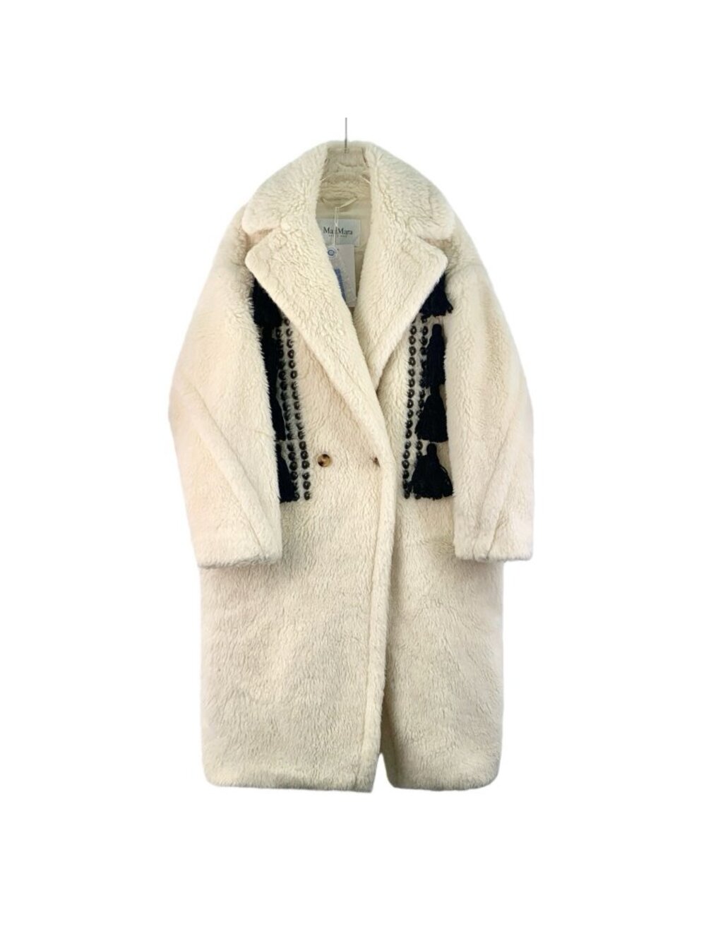 Max Mara White Alpaca Fringe Teddy Coat